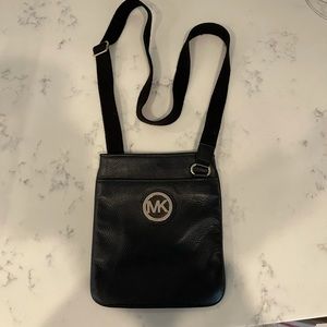 Michael Kors black leather cross body bag